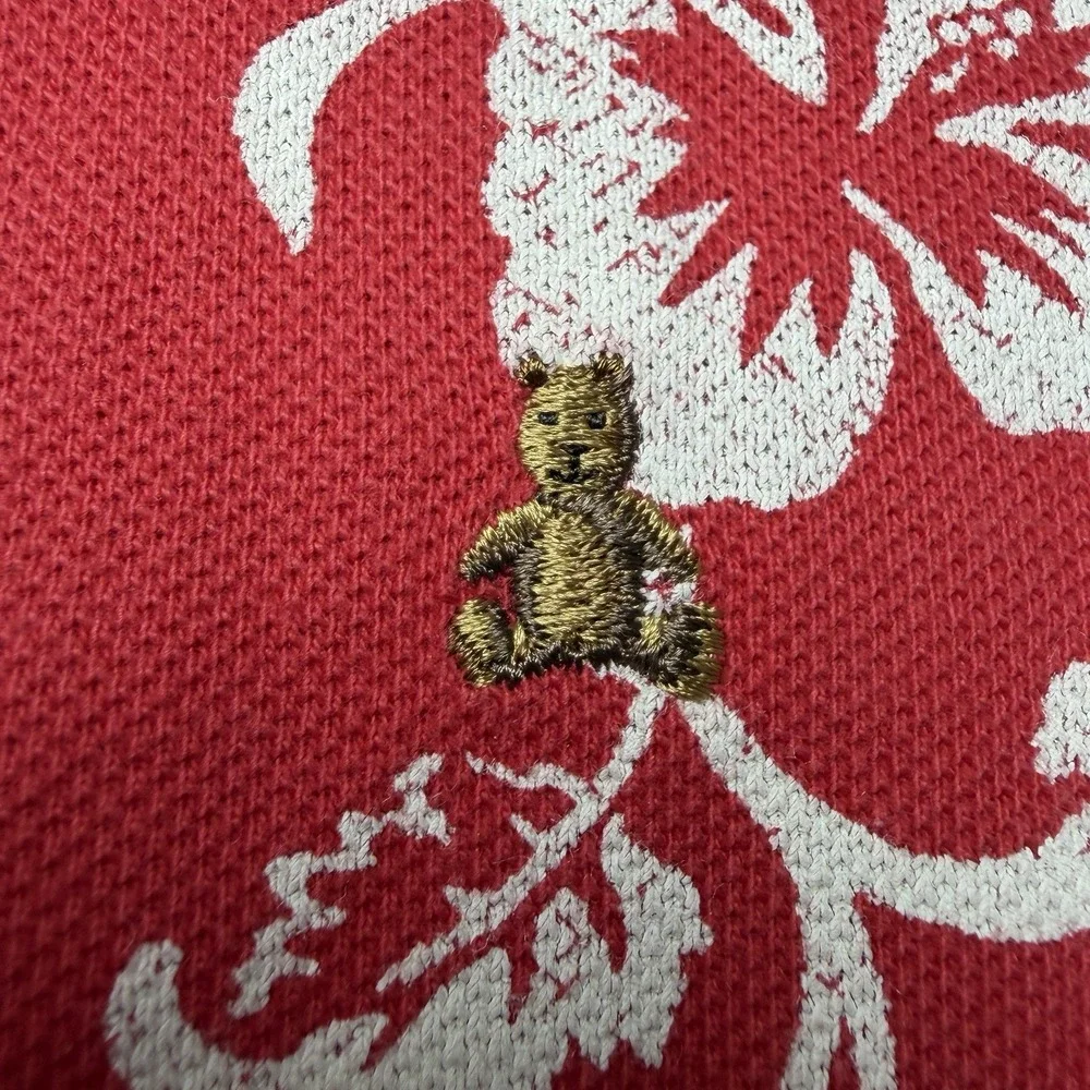 Baby Gap Red Floral Polo Shirt‎ 6–12M Cotton Hawaiian Teddy Bear